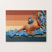 Retro waterpolospeler legpuzzel (Horizontaal)