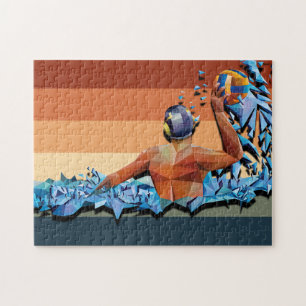 Retro waterpolospeler legpuzzel