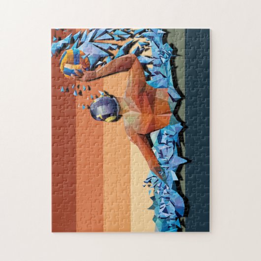 Retro waterpolospeler legpuzzel (Verticaal)