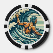 Retro Waterpolospeler Pokerfiches Poker Chips (Voorkant)