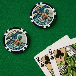 Retro Waterpolospeler Pokerfiches Poker Chips