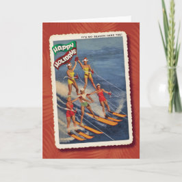 Retro Waterskiërs Kerst Kaart