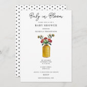 Retro Waterverf Bloemen Baby in Bloom Baby shower Kaart (Voorkant / Achterkant)