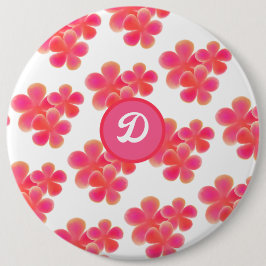 Retro waterverf  Bloemen gepersonaliseerd Ronde Button 6,0 Cm