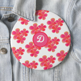 Retro waterverf  Bloemen gepersonaliseerd Ronde Button 6,0 Cm