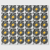 Retro Waterverf Bloemen Verjaardag Vinyl Record Cadeaupapier (Vlak)