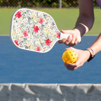 Retro waterverf bloemig pickleball paddle