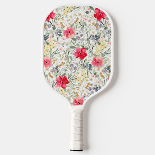 Retro waterverf bloemig pickleball paddle (Achterkant)