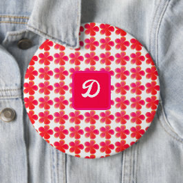 Retro waterverf  Boho floraal monogram Ronde Button 6,0 Cm