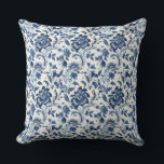 retro waterverf Delfts blauw bloemig Kussen<br><div class="desc">Dit waterverf delft blauw bloemenkussen is een mooie aanvulling op elke kamer. De zachte, pluche stof is perfect voor het opkrullen op de bank met een goed boek of het kijken naar een film. Het bloemontwerp is zowel elegant als grillig, en het zal een vleugje verfijning toevoegen aan uw interieur....</div>