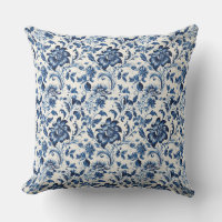 retro waterverf Delfts blauw bloemig