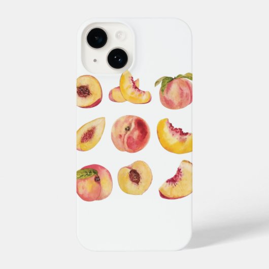 Retro Waterverf en kleurrijke verse perzik plakjes iPhone Hoesje (Achterkant)