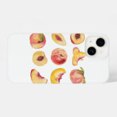 Retro Waterverf en kleurrijke verse perzik plakjes iPhone Hoesje (Achterkant horizontaal)
