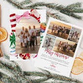 Retro Waterverf Familiefoto Kerst Feestdagenkaart