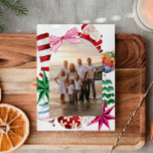 Retro Waterverf Familiefoto Kerst Feestdagenkaart