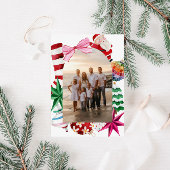 Retro Waterverf Familiefoto Kerst Feestdagenkaart