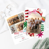 Retro Waterverf Familiefoto Kerst Feestdagenkaart