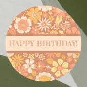 Retro Waterverf Floral Happy Birthday Kaart