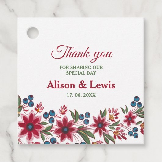 Retro Waterverf Florals Bedankjes Labels (Voorkant)