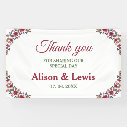 Retro Waterverf Florals Spandoek (Horizontaal)