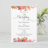 Retro Waterverf Florals Uitnodiging (Staand voorkant)