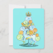 Retro Waterverf Flower Tree w / Deer Holiday Kaart (Voorkant)