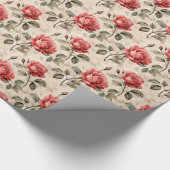 Retro waterverf Franse rode rozen en handschrift Cadeaupapier (Hoek)