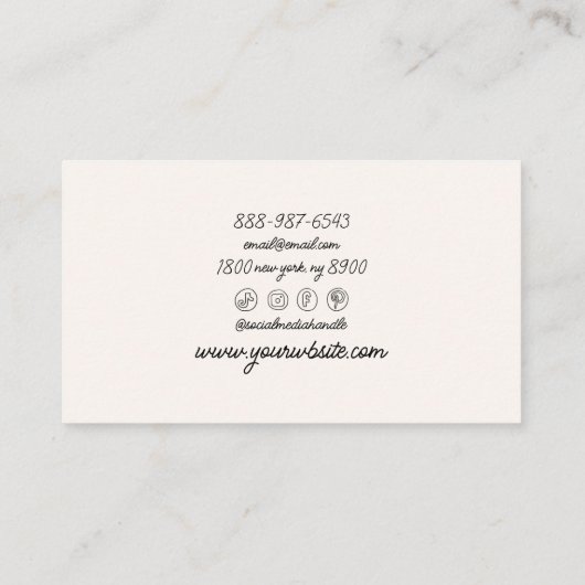 Retro Waterverf Green Stripes Trendy Neutral Boho Visitekaartje (Achterkant)