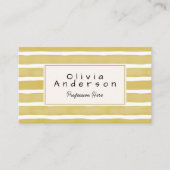 Retro Waterverf Green Stripes Unique Boho Chic Visitekaartje (Voorkant)