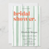 Retro Waterverf Green Stripes Vrijgezellenfeest Kaart (Voorkant)