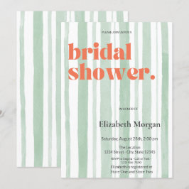 Retro Waterverf Green Stripes Vrijgezellenfeest Kaart