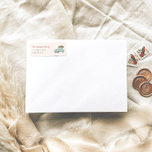 Retro Waterverf Groene Vrolijke Kerstboom