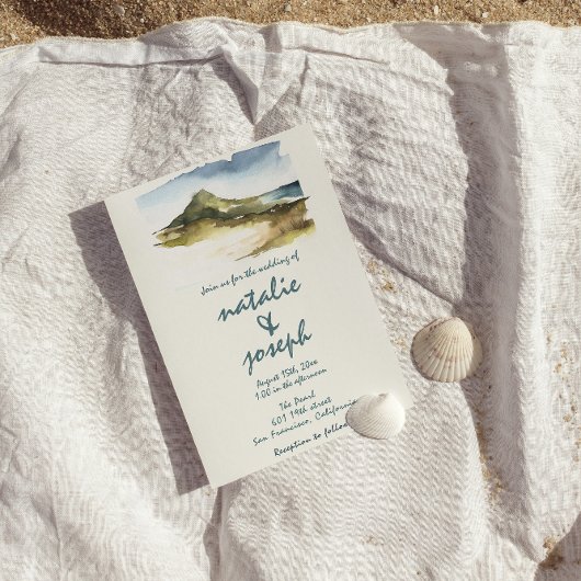 Retro Waterverf Hand getrokken strand Unieke bruil Kaart