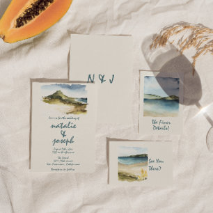 Retro Waterverf Hand getrokken strand Unieke bruil Kaart