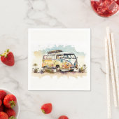 Retro Waterverf Hippiebus met bloemen Servet (Insitu)