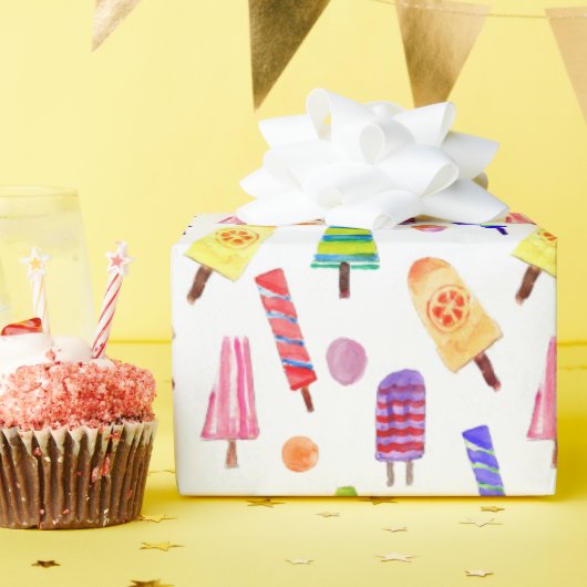 Retro Waterverf Ice Cream Cones Leuke Originele Ku Cadeaupapier (Verjaardagsfeest)