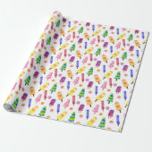 Retro Waterverf Ice Cream Cones Leuke Originele Ku Cadeaupapier (Uitgerold)