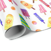 Retro Waterverf Ice Cream Cones Leuke Originele Ku Cadeaupapier (Rol Hoek)