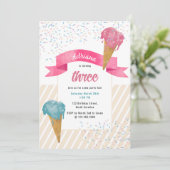 Retro Waterverf Ice Cream & Sprinkles Birthday Kaart (Staand voorkant)
