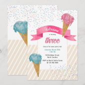 Retro Waterverf Ice Cream & Sprinkles Birthday Kaart (Voorkant / Achterkant)