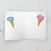 Retro Waterverf Ice Cream & Sprinkles Birthday Kaart (Binnen)