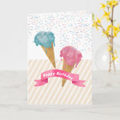 Retro Waterverf Ice Cream & Sprinkles Birthday Kaart (Gele Bloem)
