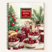 Retro Waterverf Kerstkookboek met naam Notitieboek (Voorkant)