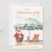 Retro Waterverf Kerstmis in juli Zomerfeest Feestdagenkaart (Voorkant)