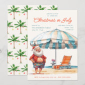 Retro Waterverf Kerstmis in juli Zomerfeest Feestdagenkaart (Voorkant / Achterkant)