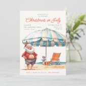 Retro Waterverf Kerstmis in juli Zomerfeest Feestdagenkaart (Staand voorkant)