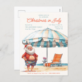 Retro Waterverf Kerstmis in juli Zomerfeest Feestdagenkaart