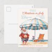 Retro Waterverf Kerstmis in juli Zomerfeest Feestdagenkaart (Voorkant / Achterkant)