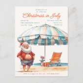 Retro Waterverf Kerstmis in juli Zomerfeest Feestdagenkaart (Voorkant)