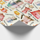 Retro Waterverf koffiepotten cuppatroon Cadeaupapier (Hoek)